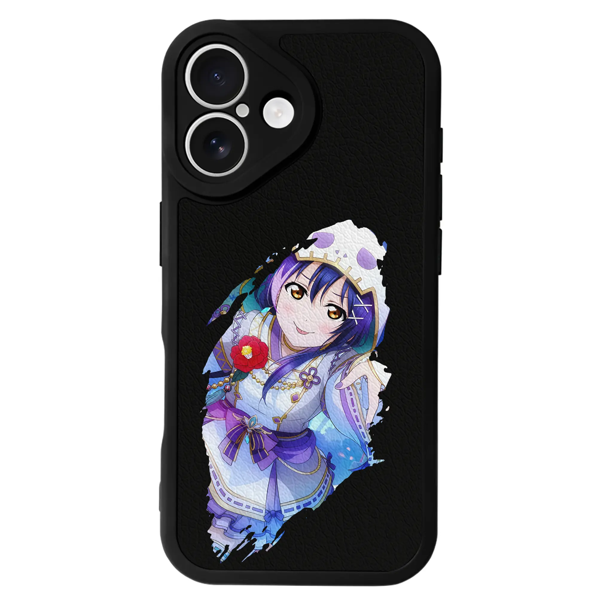 Love Live! グッズ,園田海未 - IPhone 16シリーズ対応 ・ シリコンスマホケース ・ レザー調 ・ 高精度フィット ・ 耐衝撃 ・ ワイヤレス充電対応 ・ 精密カット